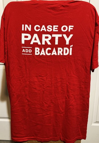 T-Shirt XL Bacardi Bat Logo "In Case Of Party Add Bacardi" T-Shirt - Picture 5 of 5