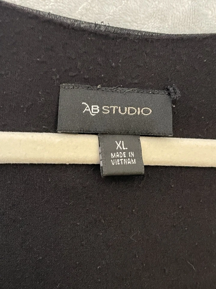 Blusa para mujer AB Studio negra superpuesta transparente dobladillo asimétrico XL en capas Foto 4 de 4