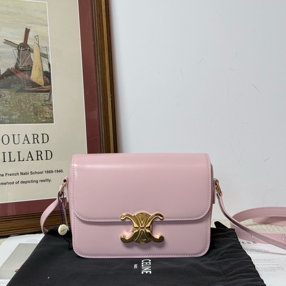 Authentic Pre-owned Celine Triomphe Pink Teen Shoulder & Crossbody Bag