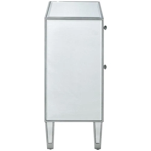 Elegant Decor Reflexion 1 Door Mirrored End Table in Antique Silver - Picture 5 of 11