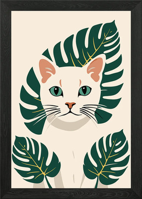 Blumen Katze Portrait gerahmt Wandbild Poster Leinwanddruck Bild