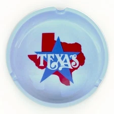 Vintage Texas State Ashtray White Ceramic Lone Star Map Retro Decor Barware