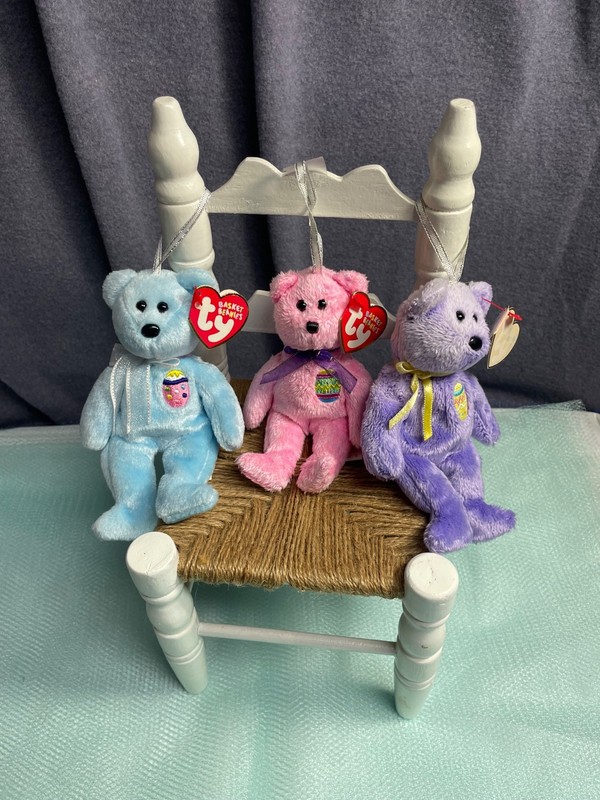 TY Basket Beanie  2001 Eggs, 2002 Eggs ll, 2002 Eggs lll Easter Bears Decoration