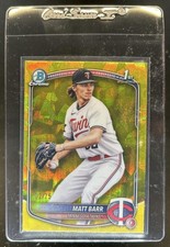 2025 Bowman Draft Sapphire Matt Barr Chrome Yellow Refractor 1st #/75 Twins