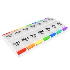 Weekly 7-Day AM/PM Pill Organizer X-Large Medicine Box Rainbow