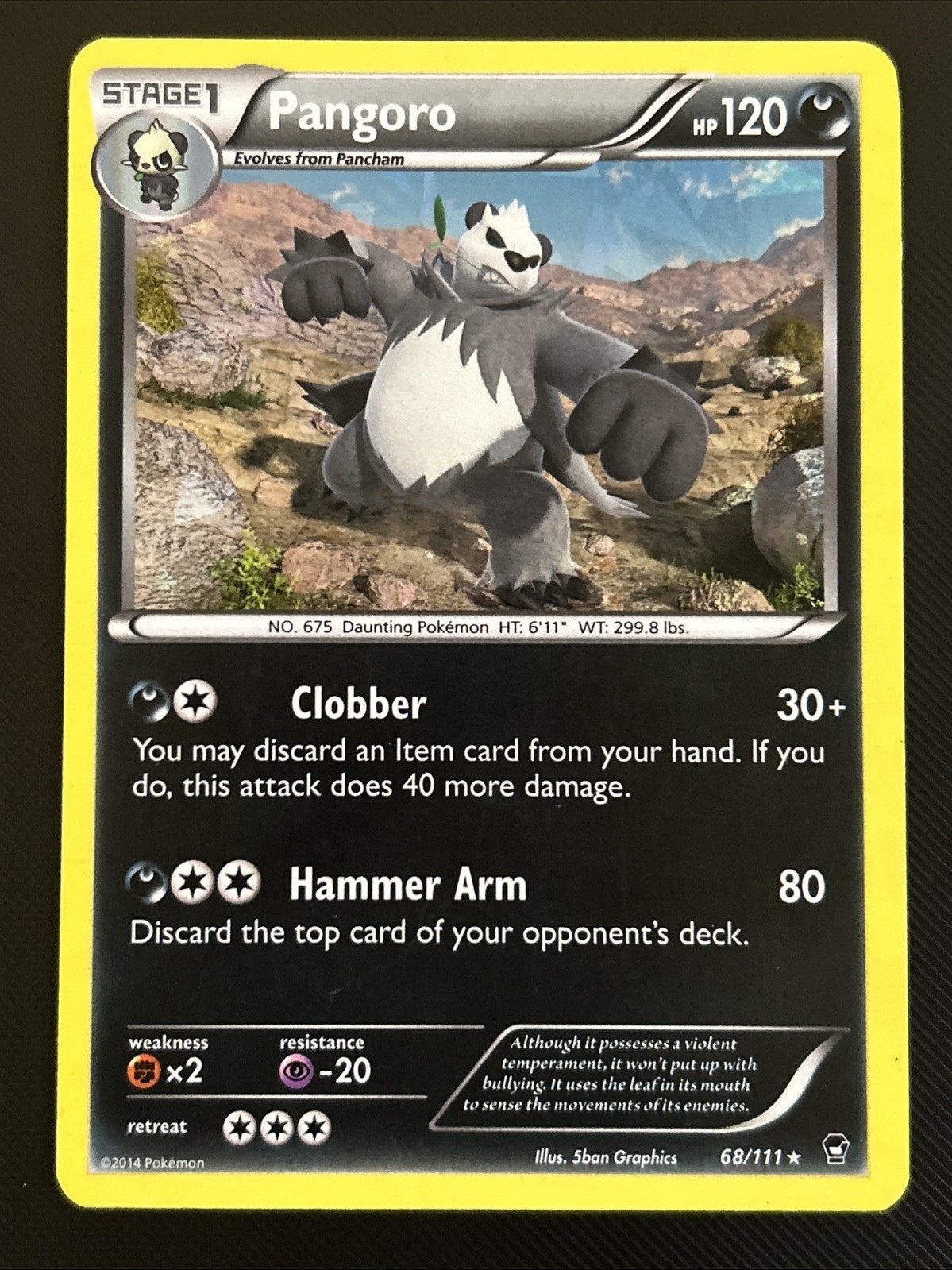 Pangoro 68/111 Pokemon Card Cracked Ice Holo XY Furious Fists 2014 LP