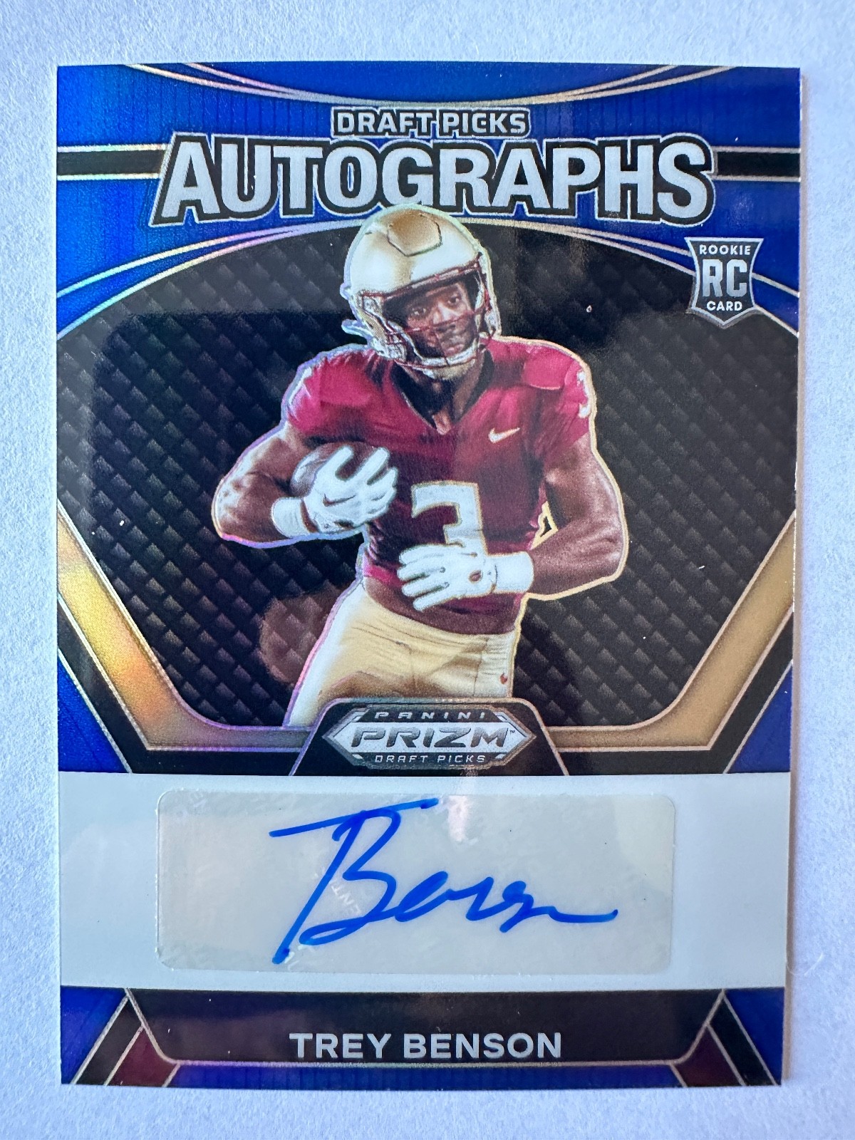 2024 Prizm Draft Picks - Trey Benson (RC) - Draft Picks Autographs Blue /149
