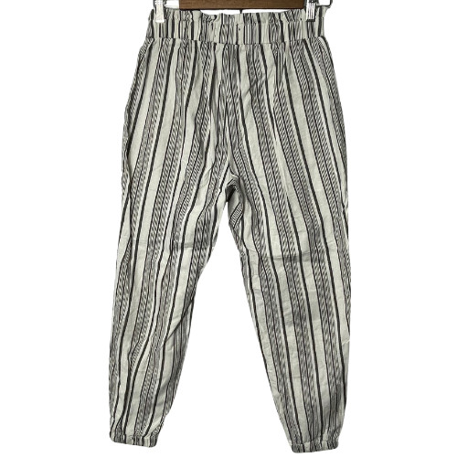 REWASH Pants Women Small Linen Rayon Tapered Leg Striped Smocked Waist AOP Boho