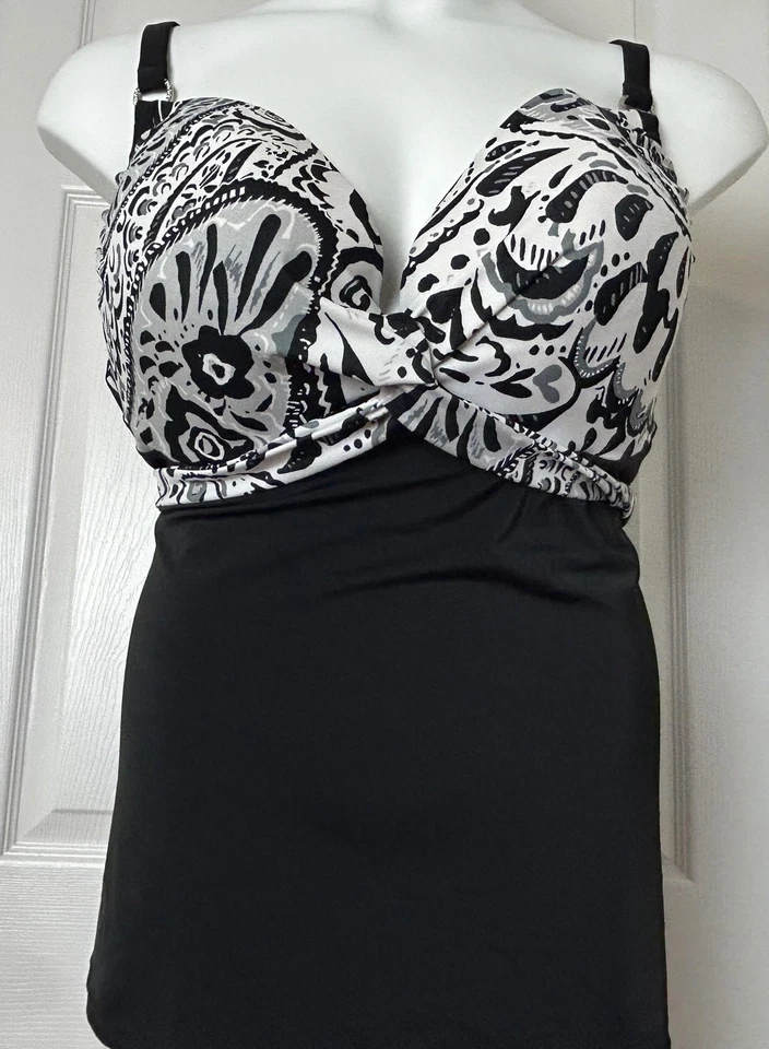 Traje de baño Lane Bryant Tankini Top para mujer 44DDD con aros ajustable sujetador de natación copa Foto 4 de 4