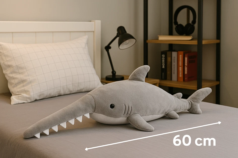 Juguete de peluche tiburón pez sierra - Almohada suave para abrazar | Divertido regalo de Navidad Foto 2 de 3