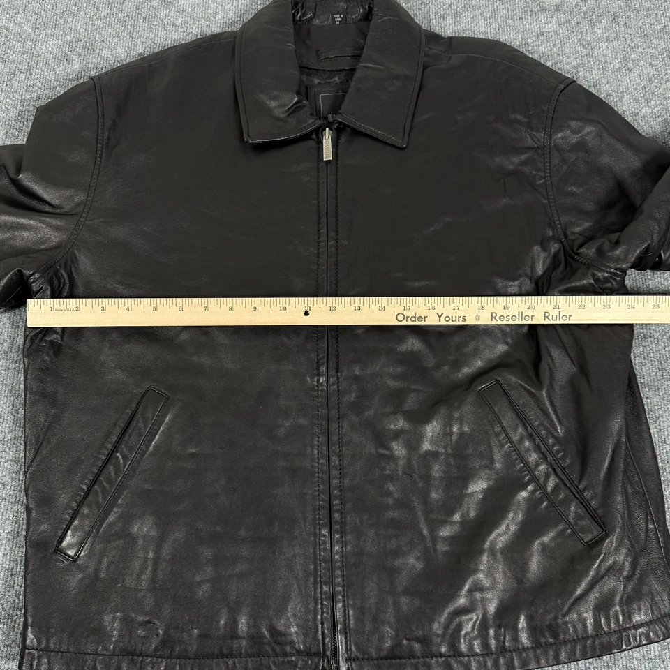 Excelente Chaqueta de Cuero para Hombres XL Acolchada Forrada Bolsillos con Cremallera Clásica Extra Grande Foto 3 de 4