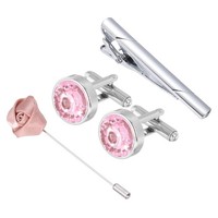 ManschettenknöPfe & Krawattenclip Set Mit Geschenkbox FüR Pink Purple