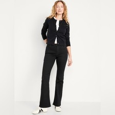 Old Navy jeans women s Black high rise wow flare dark academia Jeans size 6