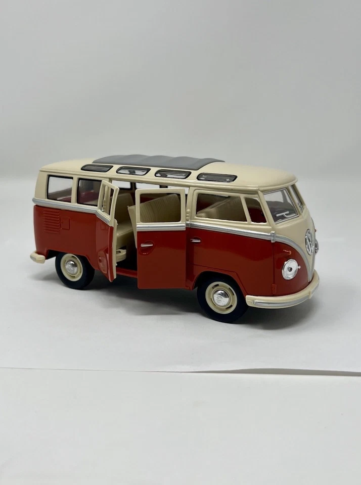 Kinsmart 1962 VW Volkswagen Bus Diecast Model Toy Car Van 1:24 Orange Size 7” - Image 2 of 4
