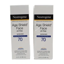 2 PACK Neutrogena Age Shield Face Lotion Sunscreen Broad Spectrum SPF 70 - 3 Oz