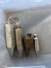 Vtg Plumb Bob Lot Solid Steel Brass Carpenters Tool Miller Falls Great Neck Etc.