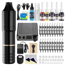 Tattoo Kit Tattoo Pen Rotary Tatoo Machine for Beginner with 20 Cartridges Ne...