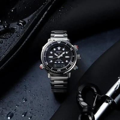 Brand New Seiko Prospex Arnie Solar SNJ033 Black Dial Steel Watch