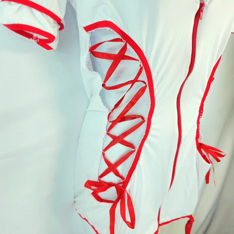 7 Pc Sexy Naughty Nurse Costume Starline Cut Out White Uniform Dress Size M - Image 4 of 4