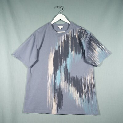 COS T-Shirt Herren mittelblau Streifen Farbe Strichmuster Kurzarm Baumwolle Oberteil