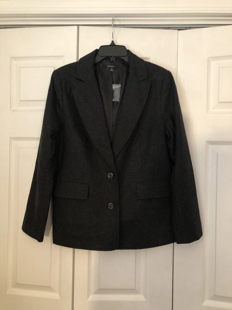 NEW Chadwicks Women s Charcoal Gray Wool Blend Blazer Jacket Size