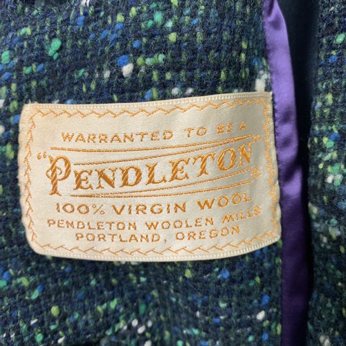 Vintage 50s Pendleton Womans Small Long Green Coat Lined 100% Virgin Wool USA - Picture 8 of 9