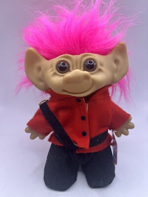 Vintage 1982 Uneeda Wishnik Canadian Mounty Mountie Troll Pink Hair With Hat