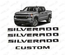 NEW 2019-2025 Chevrolet Silverado 1500 Custom Fender Tailgate Emblem Matte Black