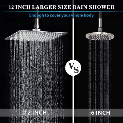 Regenduschkopf 12 Zoll (30x30cm) Edelstahl Gebürstet – Selbstreinigend, Mit Regeneffekt & Verstellbarem Winkel