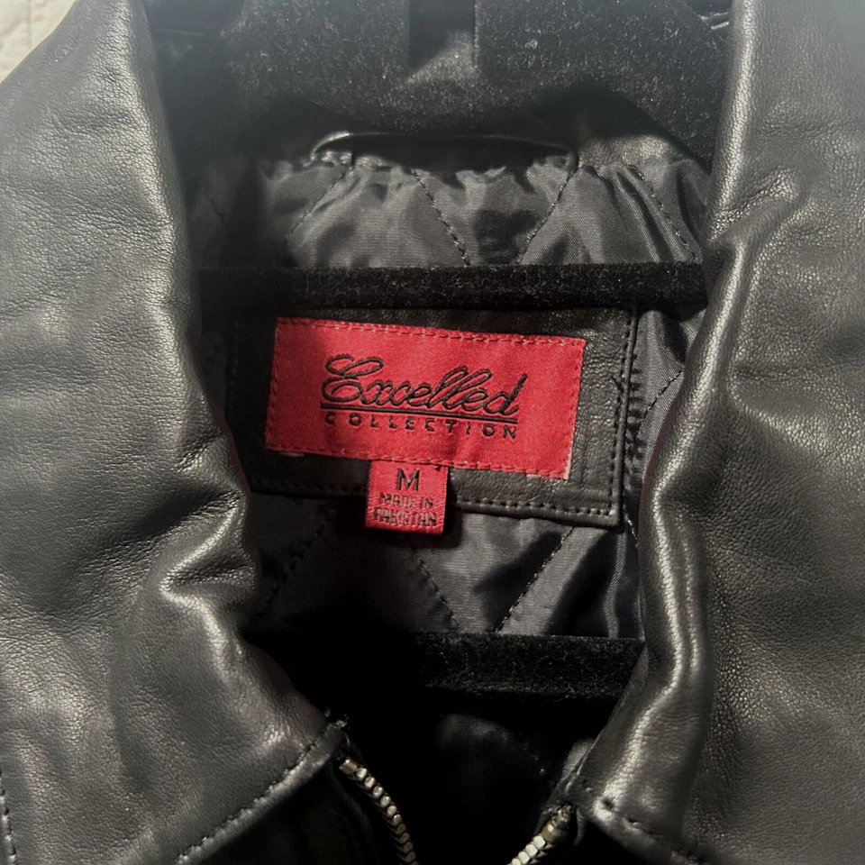 NWT Women's EXCELLED COLLECTION Black Leather Scuba Jacket sz M $425 - Image 2 of 4