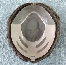 Mens Human Hair Replacement Systems Fine Mono Toupee Bond Brown Hairpieces 5