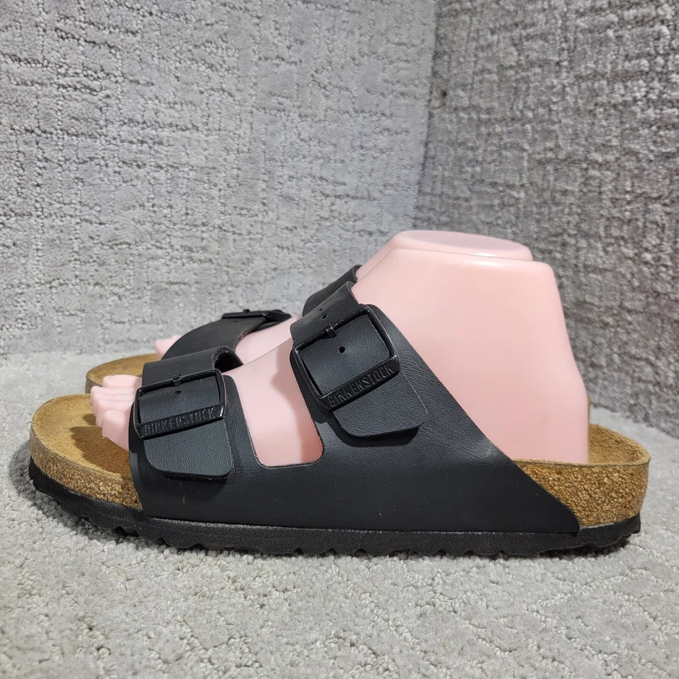 Sandalias Birkenstock Arizona Talla 41 L10 M8 Negras Birko-Flor Doble Correa Hebilla Foto 3 de 4
