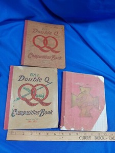 Antique LOT 1920s-30s Red Cross Double Q Composition Book Notebook Classroom