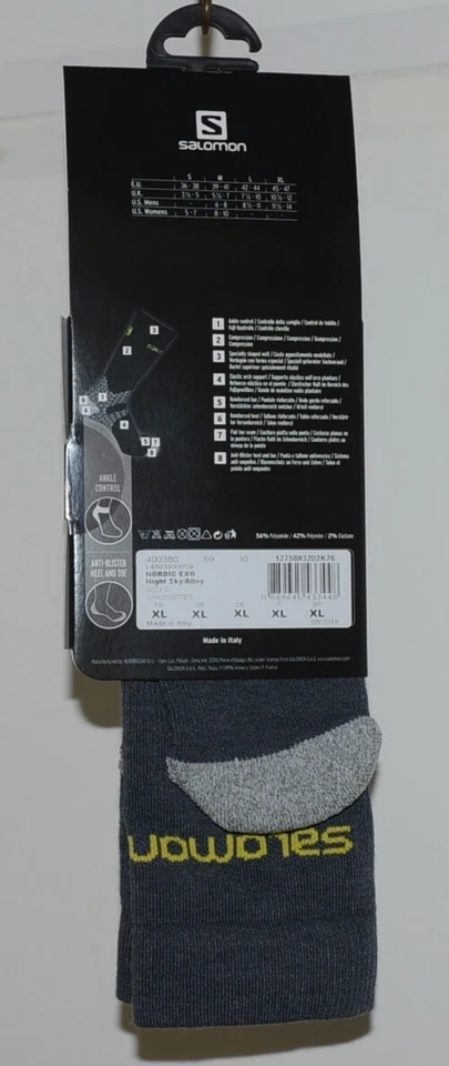 Calcetines Salomon Nordic EXO Ski Crew XL 1 Par Cielo Nocturno Aleación Color Foto 4 de 4