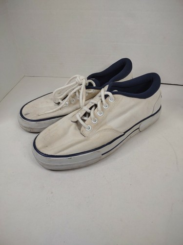 White Canvas Lace up Deck Shoes Size 
