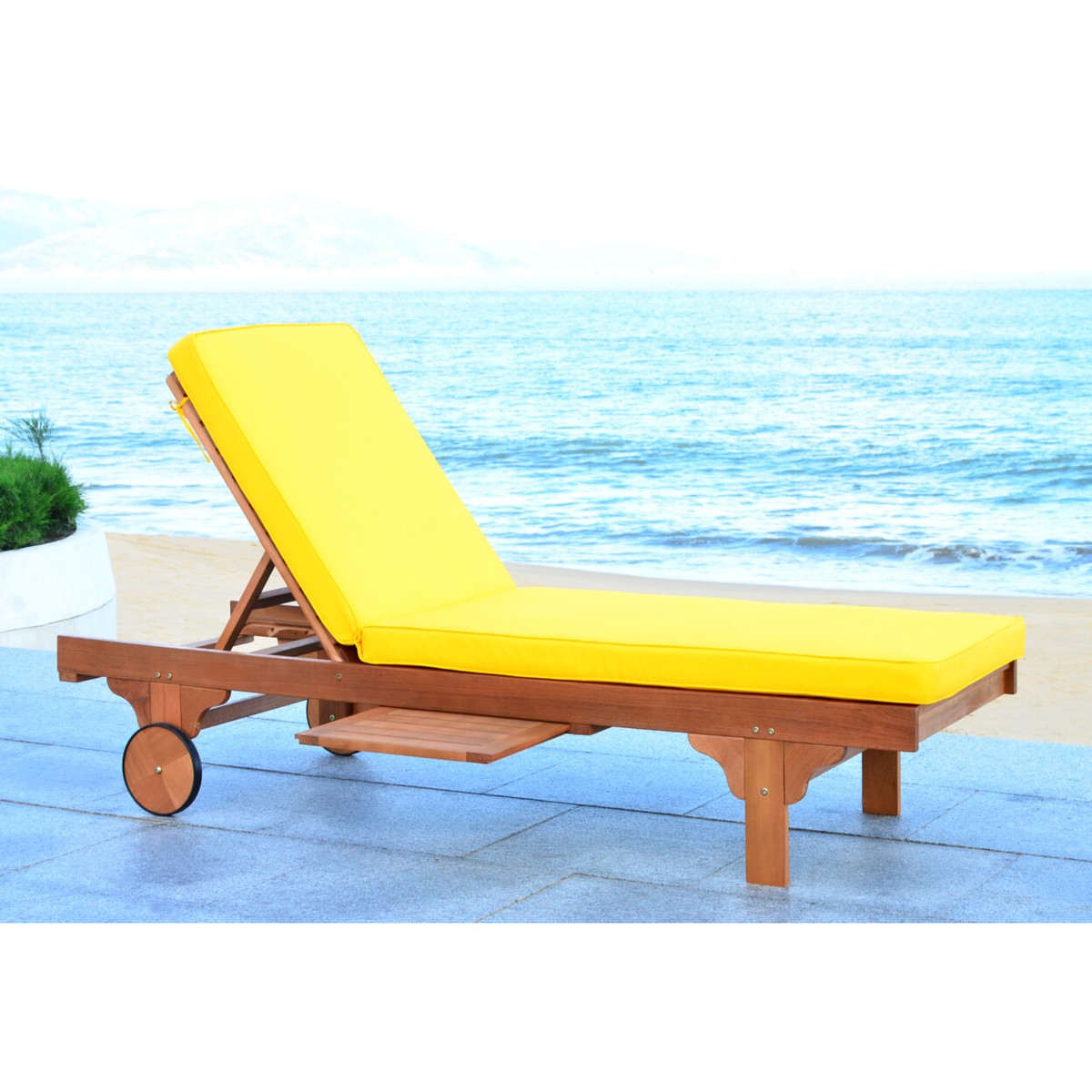 Lowes Safavieh Natural Chaise Lounge SAFAVIEH Newport Outdoor Patio Chaise  Lounge Chair, Natural/Aqua