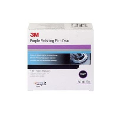 3M Purple Finishing Film Hookit Discs - P2000 Grit, 6 Inch, 50 Discs Per Box (Minimum Order 4 Boxes)