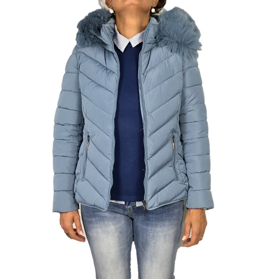 Giubbotto Donna Invernale Piumino Imbottito Con Cappuccio Giubbino Caldo VEQUE