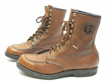 Vintage Original USA CHIPPEWA 7" Brown All-Leather Moc Toe Boots US Men's 10 D