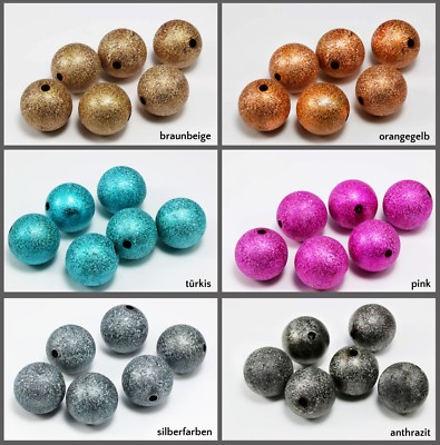Perlen Ø 18/20 mm 5/10 Stück Metall-Optik Kunststoffperle Stardust rund, P-56