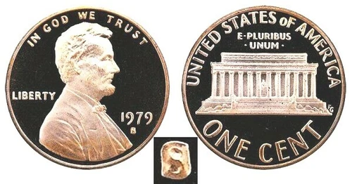 1979 S (TYPE 1) LINCOLN CENT GEM DCAM PROOF from PROOF Set