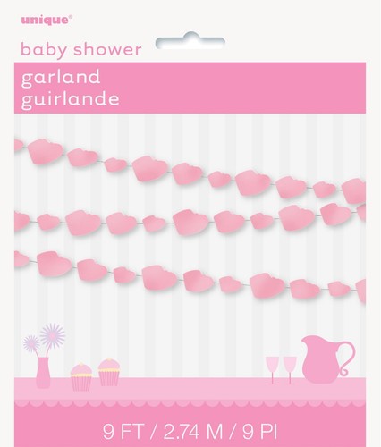 Guirnalda rosa baby shower botín guirnalda bebé niña decoraciones colgantes 9 ft - Imagen 2 de 2