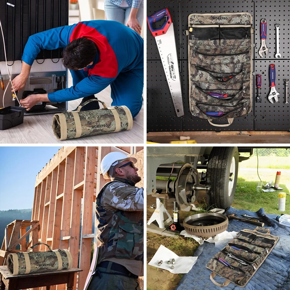 WORKPRO Heavy Duty Roll Up Tool Bag 6 Pockets Tool Organizer Tool Roll Organizer - Image 2 of 4