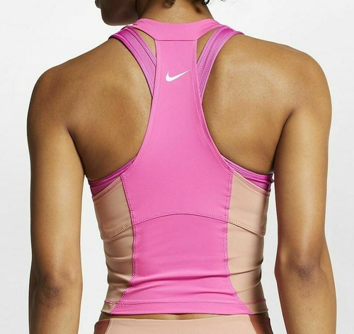 NIKE PRO SURF TRAINING GYM DRI FIT TANK CROP TOP - PINK AR6764-686 WOMEN L - Picture 2 of 9