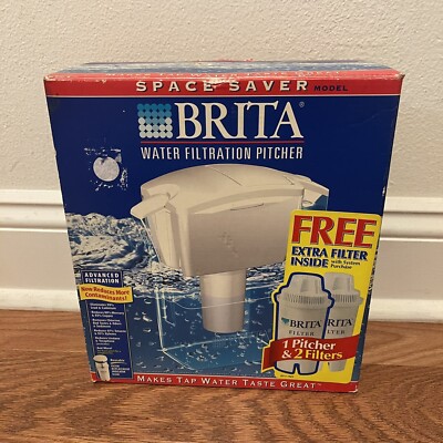 Blue Brita 6 Cup BPA FREE Space Saver Pitcher with 1 Free Filter Included New