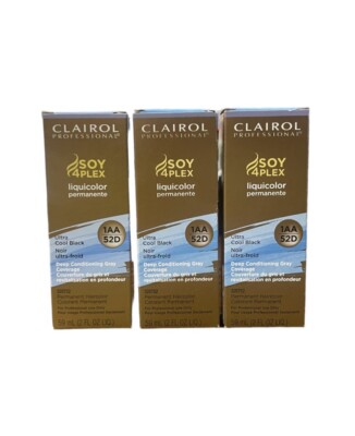 Clairol Soy4Plex LiquiColor Permanent Hair Color Ultra Cool Black  1AA 52D (3pak