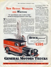 New Retail Markets are Waiting: General Motors Buick-powered Truck ad 1929 SEP