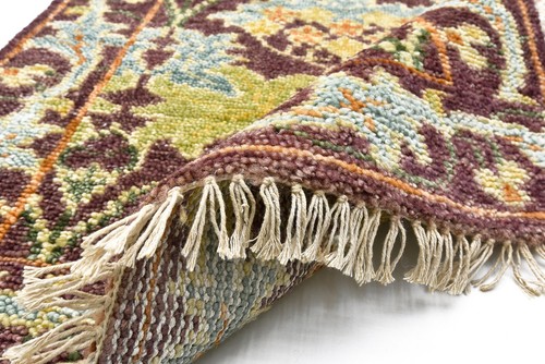 Burgundy William Morris Inspired Runner Hand-Knotted Wool Area Rug - Picture 13 of 31