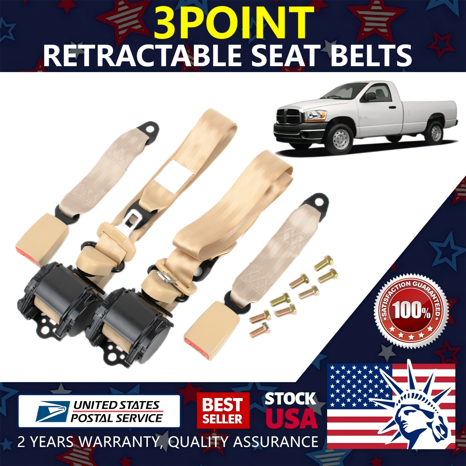 Retractable 3 Point Seat Belt Car Vehicle Adjustable For Dodge Journey 2009-2011