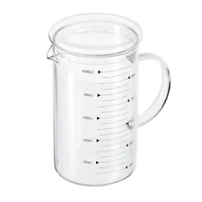 1000ml Glass Measuring Cup, 3.3 Borosilicate Glass Black Printed with Glass Lid